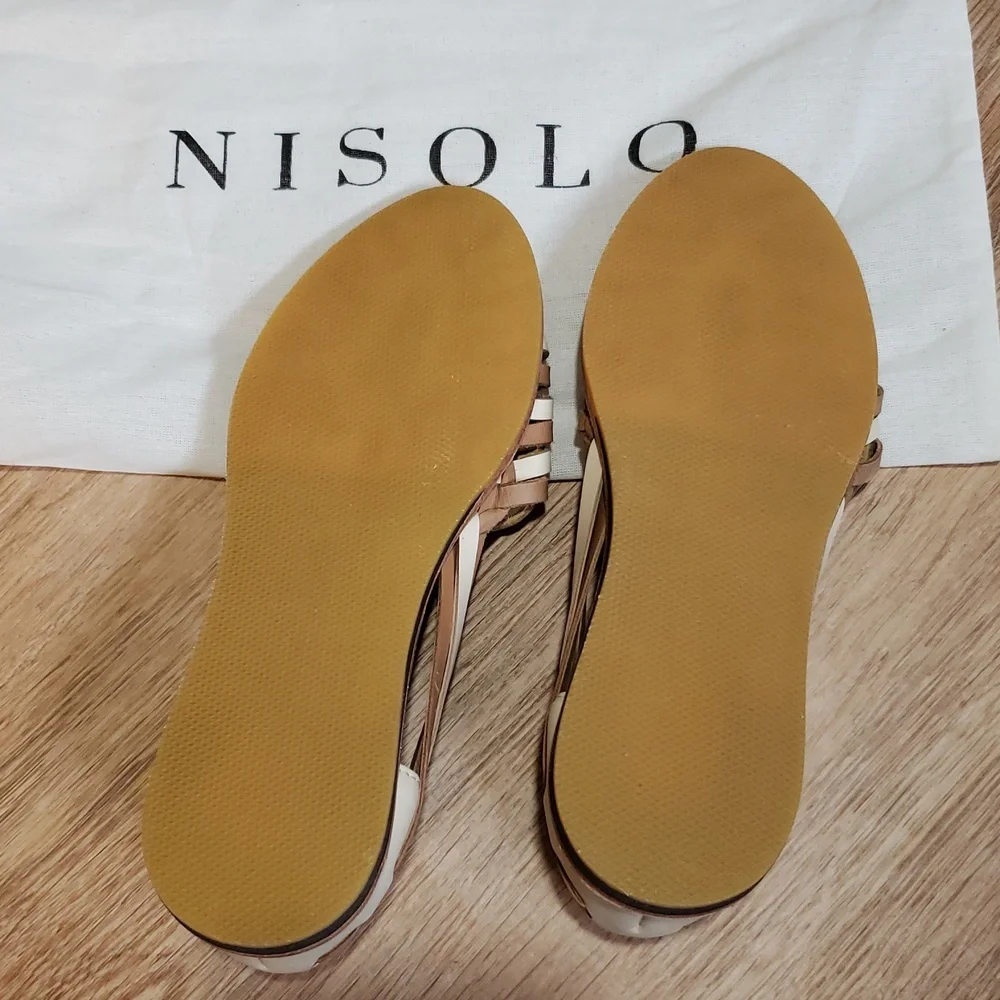 NWOT Nisolo Women's Huarache Sandal Bone/Almond Colorblock, Size 7.5 - Picture 4 of 9